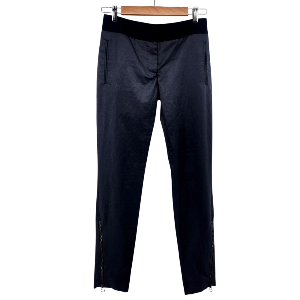 Stella McCartney Pants Womens 4 IT 36 Navy Blue Cotton Slim Ankle Zip Tailored